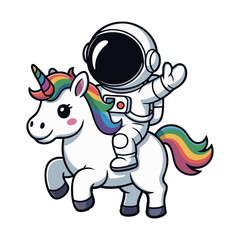Fototapeta premium cartoon character astronaut riding a unicorn