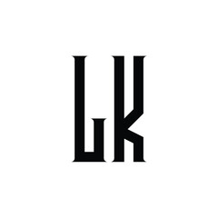 LK monogram logo design letter text name symbol monochrome logotype alphabet character simple logo