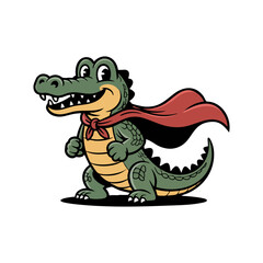 Retro style t shirt design superhero crocodile character
