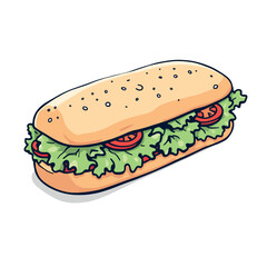 Vsai delicious sandwich with lettuce and tomatoes filling a crusty roll