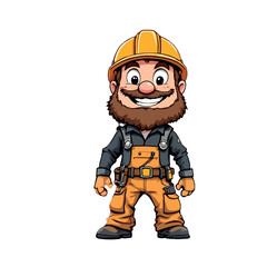 Vsai cartoon construction worker smiling and wearing overalls and hard hat