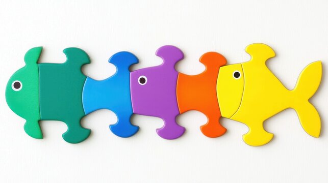 Colorful Puzzle Fish Toy for Children and Educational Play Activities