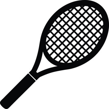 Tennis Racket Silhouette Icon Vector Illustration