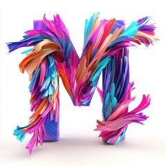 Fototapeta premium Colorful, abstract letter M made of vibrant, flowing strands, ideal for creative design