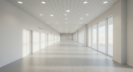 Obraz premium Bright and spacious interior view of a modern commercial space with large windows