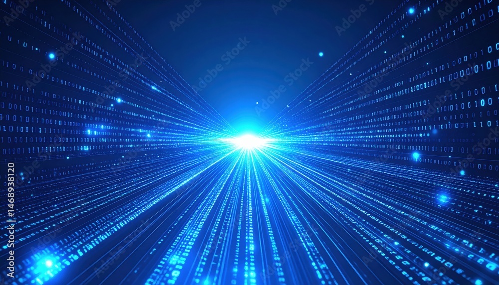 Poster exploring digital innovation and data flow in technology virtual environment visual art abstract per