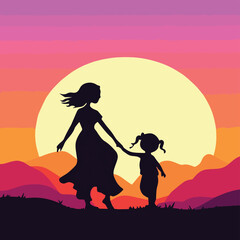 Mother's Day Special - Mother Child Love Relationship and Bonding - Silhouette