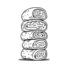 Pratha chicken roll line art food illustration
