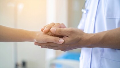 Obraz premium Compassionate healthcare interaction hospital setting emotional support warm environment close-up view patient care concept