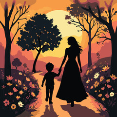 Mother's Day Special - Mother Child Love Relationship and Bonding - Silhouette