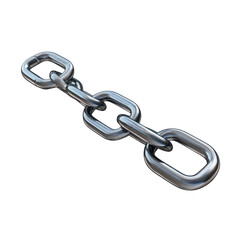 Fototapeta premium Detailed rendering of interlocking metal chain links isolated on a transparent background showcasing their texture and design, Metal chain links. 3d rendering illustration isolated on transparent