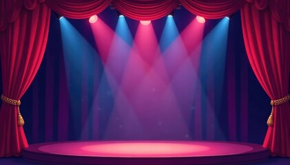 Vibrant stage clip art, perfect for theatrical presentations or event design , scene, background, dynamic