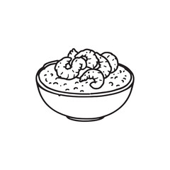 Shrimp and grits classic Southern dish in line art