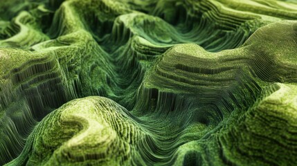 Obraz premium Abstract green topography with flowing lines and textures