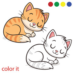 Peaceful Sleeping Cat Coloring Pages | Relaxing Cat Line Art in Cozy Positions | Black and White Vector Outlines for Calm Coloring Projects