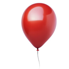 A bright red balloon floating gracefully against a clear sky symbolizing joy, celebration, and carefree moments in life isolated on transparent background..