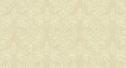 Ornate pale yellow damask pattern, elegant floral motif for backgrounds