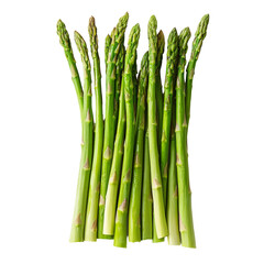Fresh asparagus spears arranged neatly on a bright transparent surface for culinary presentation, asparagus on transparent background