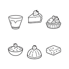 Strawberry jelly dessert line art illustration