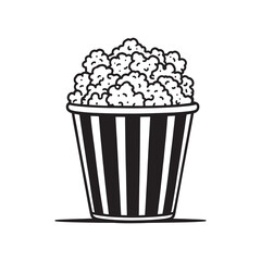 Striped popcorn bucket black and white outline drawing