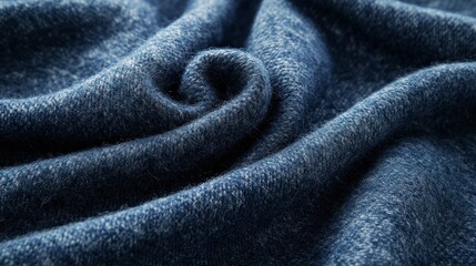 Blue fabric texture swirls, close-up studio shot