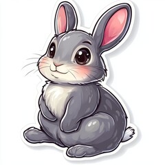 Obraz premium Cute, cartoonish depiction of a gray rabbit.