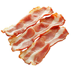 Obraz premium Freshly sliced bacon on a transparent background, perfect for breakfast dishes or culinary creations at any time, Sliced bacon isolated
