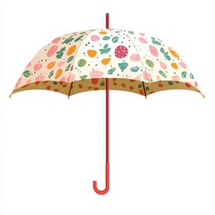 Colorful Umbrella with Fruit and Leaf Pattern Design for Rainy Days