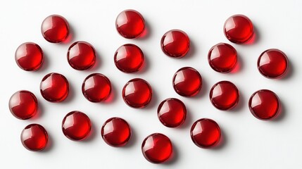 Red Glass Gem Collection on White Background