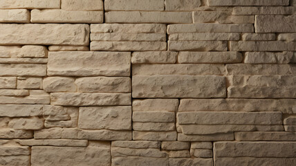 Fototapeta premium A smooth, uniform limestone wall texture with warm beige tones and subtle grain, soft matte finish, ideal for modern rustic interiors, 