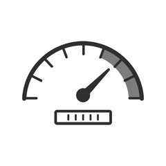 Speedometer icon depicting measurement in black and white  