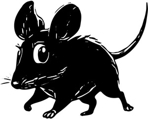 black and white mouse vector