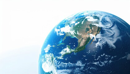 Obraz premium A stunning view of Earth from space, showcasing its blue oceans and green landmasses against a bright backdrop