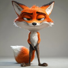 Fototapeta premium A digital illustration of a cartoon fox character.