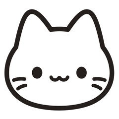 Cute cat face outline illustration, simple and minimal design.