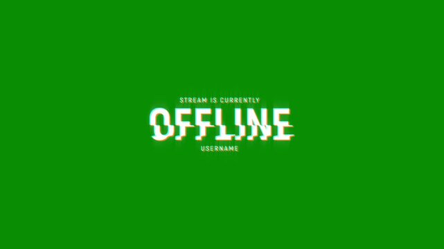 stream is currently offline motion text animation with glitch pixel effect and color. 4k HD transparent background screen footage for opening a video project