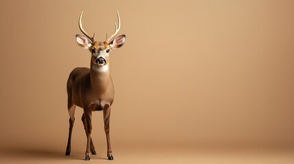 Full shot of a deer against a neutral backdrop.