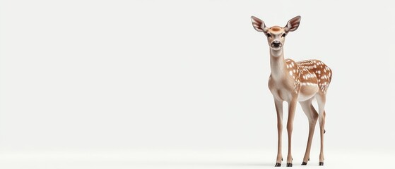 Fawn standing against a plain background.