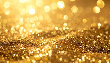 A shimmering golden surface filled with sparkling light, creating a visually captivating and luxurious atmosphere