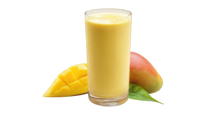 Isolated Mango Lassi Beverage in Tall Glass