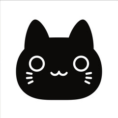 Cute black cat face icon with big eyes and a simple smile.