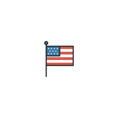 USA Flag Icon – Independence Day Flat Illustration for 4th of July Celebration