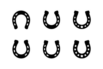 Obraz premium Horseshoe vector icons set luck symbol silhouette
