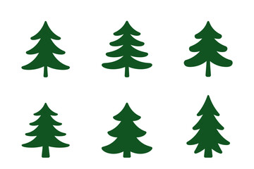Christmas tree vector illustration set of six