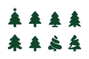 Christmas tree vector icon set holiday season art