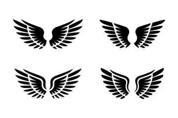 Four angel wings vector illustration silhouette