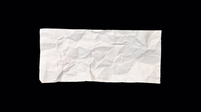 Clean flat paper crumples and unfolds in a stop-motion. Textured, organic, ideal for backgrounds, design overlays, craft visuals, transparent alpha channel bg, Style 17- rectangle shape