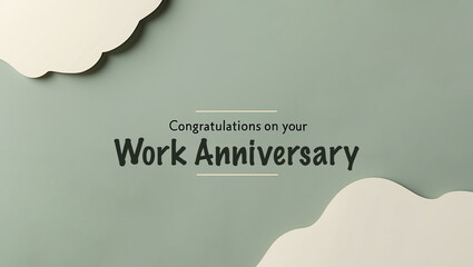 Career Anniversary greeting card highlighting professionalism and achievement featuring sage green, soft grey, and cream color showing message that reads Congratulations on your work anniversary