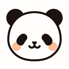 Cute panda face cartoon icon, simple and adorable design.