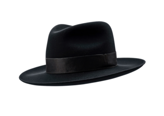 Classic Black Fedora Hat on Transparent Background